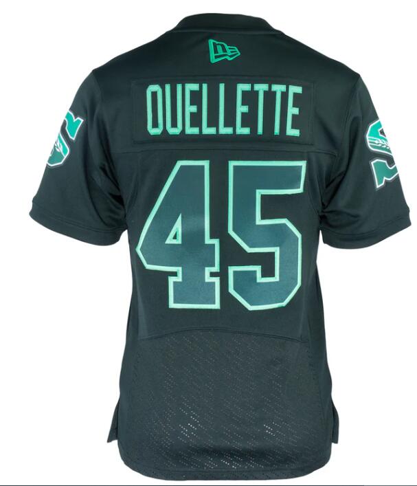 NCAA Men CUSTOM  Saskatchewan Roughrider #45 Ouellette NATION ALT black JERSEY->customized ncaa jersey->Custom Jersey